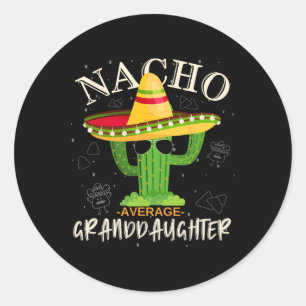 Adesivo Redondo Vintage Funny Nacho Média da Família da neta M