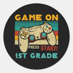 Adesivo Redondo Vintage Game On Press Start 1rua Grade Gamer Back 