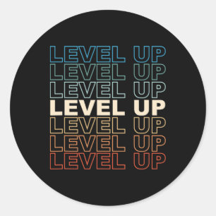 Adesivo Redondo Vintage Gamer Level Up Video Game Lover Retro Gami