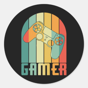 Adesivo Redondo Vintage Gamer Video Game Lover Funny Retro Gaming