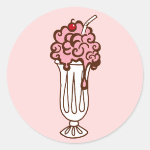 Adesivo Redondo Vintage Gelado Vintage Vestido Vinhetas