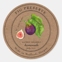 Vintage Geleia de Fig Rótulo de boião de papel Kra