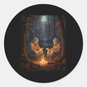 Adesivo Redondo Vintage Ghost Book Leitura Campanha Gótica Hallowe