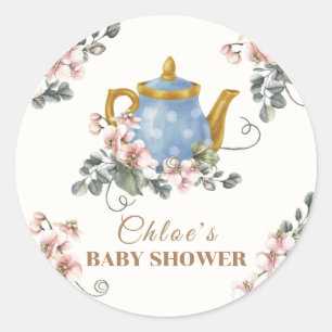 Adesivo Redondo Vintage Girly Wildflower Tea Chá de fraldas