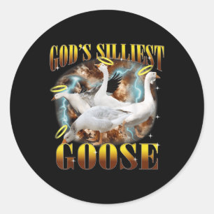 Adesivo Redondo Vintage Gods Silliest Goose Funny Bobo Goose Pun