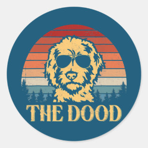 Adesivo Redondo Vintage Goldendoodle O Pai De Presente Mamãe Crian