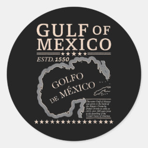 Adesivo Redondo Vintage Golfo Do México Nome Do Mapa Origem Desde