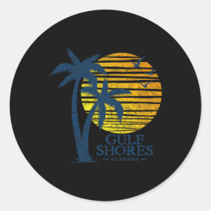Adesivo Redondo Vintage Golfo Shores Alabama Souvenir Beach Sunset