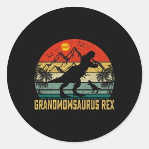 Adesivo Redondo Vintage Grandmomsaurus Divertimento Família Natal