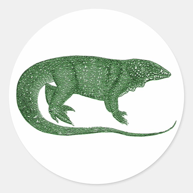 Adesivo Redondo Vintage Green Lizard (Frente)