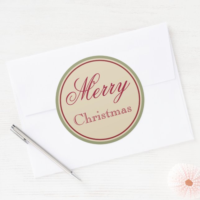 Adesivo Redondo Vintage Green Merry Stickers (Envelope)