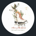 Adesivo Redondo Vintage Greenery Boho Christmas Watercolor<br><div class="desc">Este Natal será um pouco mais brilhante com estes adesivos modernos,  de coloração aquática,  da época natalícia dos nossos Natais vintages modernos,  a coleção Boho acima.</div>