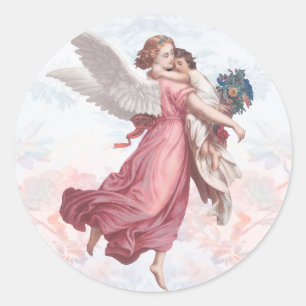 Adesivo Redondo Vintage Guardian Angel Classic Round Sticker