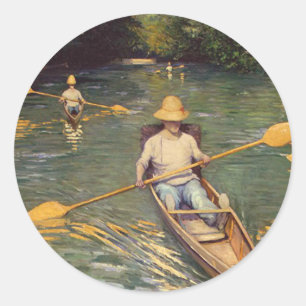 Adesivo Redondo Vintage Gustave Caillebotte Skiffs no Yerres