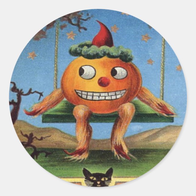 Adesivo Redondo Vintage Halloween (Frente)