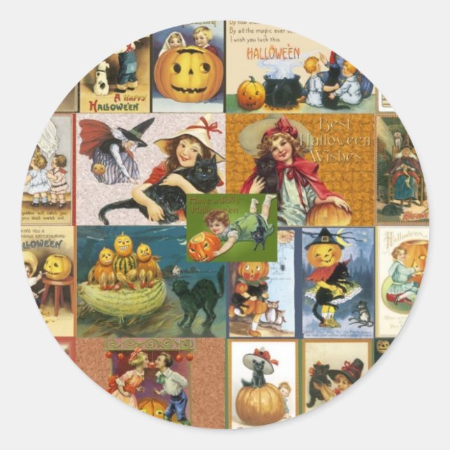 Adesivo Redondo Vintage Halloween (Frente)