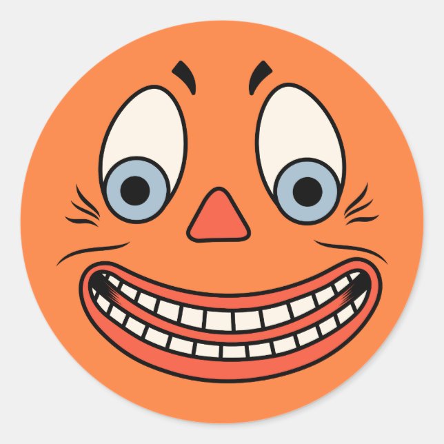 Adesivo Redondo Vintage Halloween Alemão Jack O'Lanterna Face (Frente)