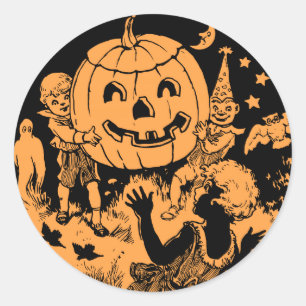 Adesivo Redondo Vintage Halloween Children's Party