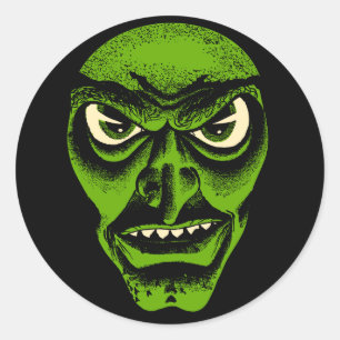 Adesivo Redondo Vintage Halloween Demon ou Witch Sticker