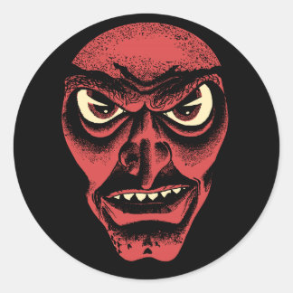 Adesivo Redondo Vintage Halloween Demon ou Witch Sticker