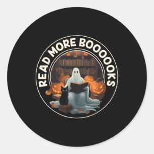 Adesivo Redondo Vintage Halloween Ghost Leia Mais Livros Black Cat