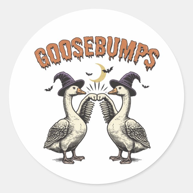 Adesivo Redondo Vintage Halloween Goosebumps Geese (Frente)