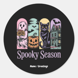 Adesivo Redondo Vintage Halloween Horror Spooky Season Cute Creepy