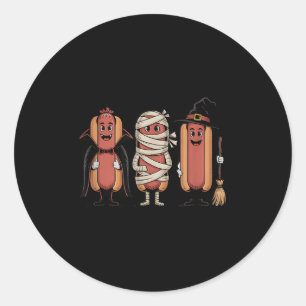 Adesivo Redondo Vintage Halloween Hotdog Vampire Witmy