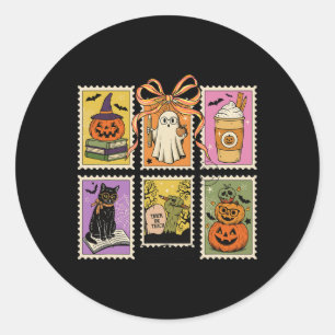 Adesivo Redondo Vintage Halloween Postage Stamp Professor Spooky C