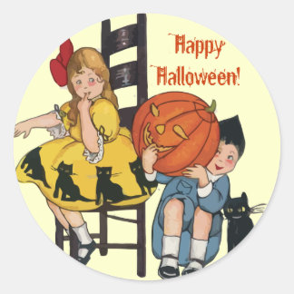 Adesivo Redondo Vintage Halloween Scense