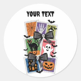 Adesivo Redondo Vintage Halloween Stamps — Spooky Retro Vibes