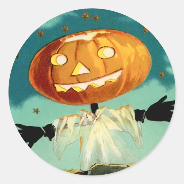 Adesivo Redondo Vintage Halloween Sticker (Frente)