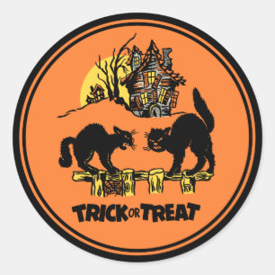 Adesivo Redondo Vintage Halloween Trick Ou Tratar Sticker