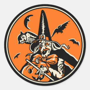 Adesivo Redondo Vintage Halloween WSticker