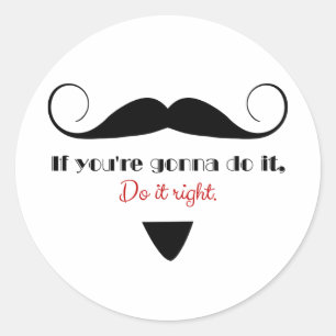 Adesivo Redondo Vintage Handlebar Mustache Masculino