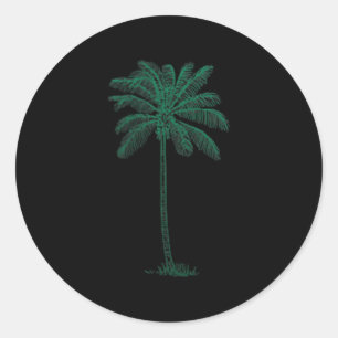 Adesivo Redondo Vintage Hawaiai Palm Tree Beach Tropical Island P