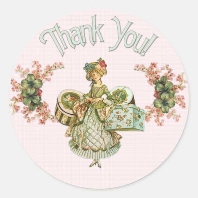 Adesivo Redondo Vintage Hbox Lady Obrigado Stickers (Frente)