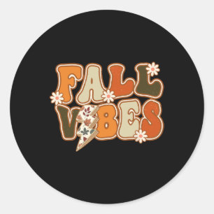 Adesivo Redondo Vintage Hello Fall Floral Groovy Fall Vibes Autumn