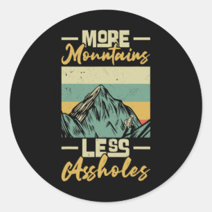 Adesivo Redondo Vintage Hiker Mais Montanhas Menos Buracos