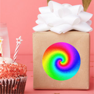 Adesivo Redondo Vintage Hippie Boho Tie Dye Psychedelic Twirl