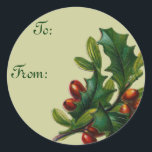 Adesivo Redondo Vintage Holly Christmas Gift tags<br><div class="desc">Vintage e nomes de etiqueta para presentes!</div>