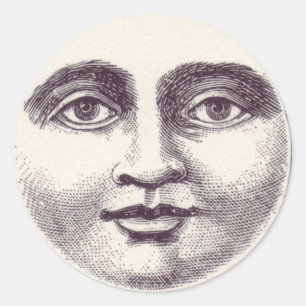 Adesivo Redondo Vintage homem na lua de cheio