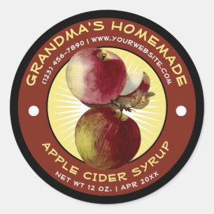 Adesivo Redondo Vintage Homemade Apple Cider Label Modelo