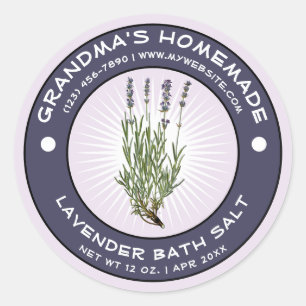 Adesivo Redondo Vintage Homemade Bath Sal Label Modelo