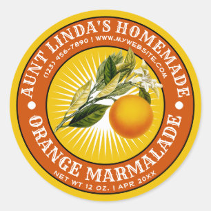 Adesivo Redondo Vintage Homemade Orange Marmalade Label Modelo