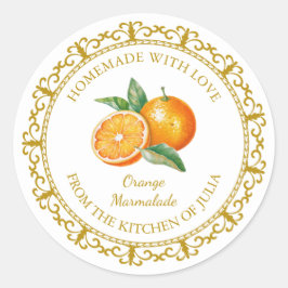 Adesivo Redondo Vintage Homemade Orange Marmalade Label White