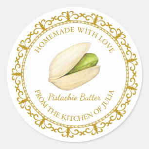 Adesivo Redondo Vintage Homemade Pistachio Butchio Label White