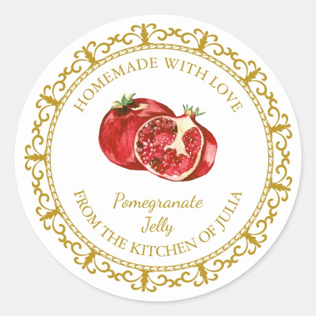 Adesivo Redondo Vintage Homemade Pomegranate Jelly Label (Frente)