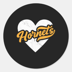 Adesivo Redondo Vintage Hornets Segundo grau Go Hornets Pride Hear