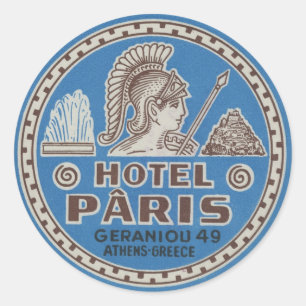 Adesivo Redondo Vintage Hotel Paris Viagem Art